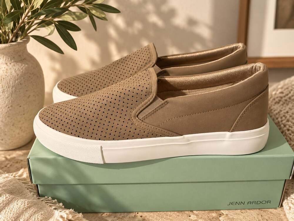 Jenn Ardor Slip On Sneakers Tan Perforated Platform Loafers